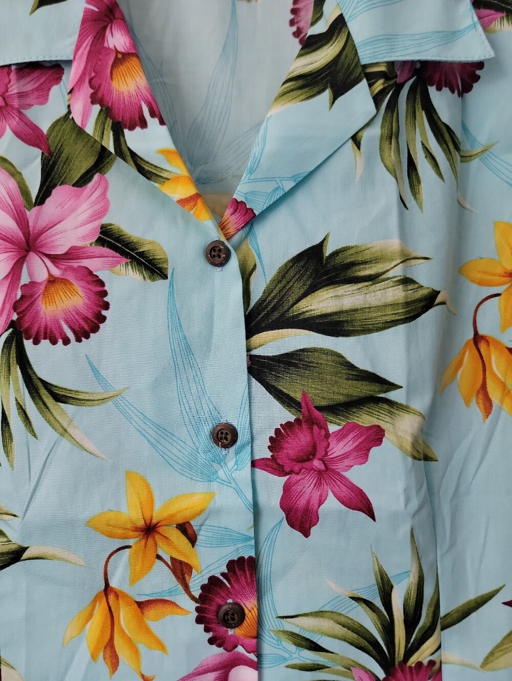 Hawaiian Reserve Sleeveless Floral Button-Front Top - Light Blue Size Large NWOT - Picture 3 of 8